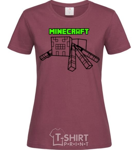 Women's T-shirt Minecraft spider burgundy фото