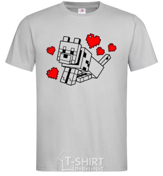 Men's T-Shirt A dog with hearts grey фото