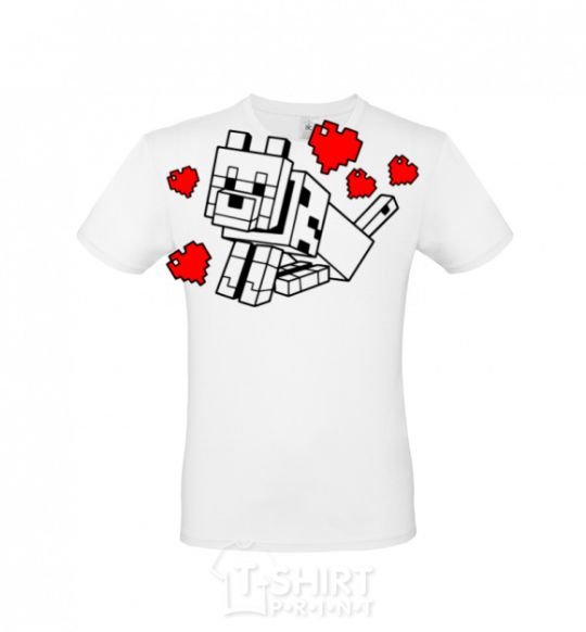 Men's T-Shirt A dog with hearts White фото