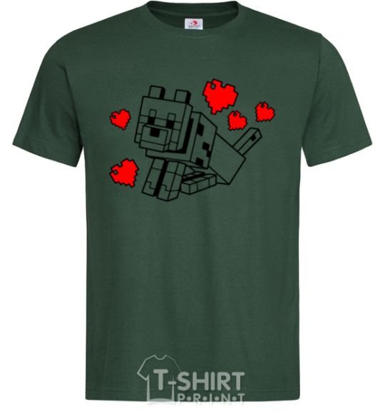 Men's T-Shirt A dog with hearts bottle-green фото