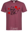 Men's T-Shirt A dog with hearts burgundy фото