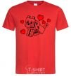 Men's T-Shirt A dog with hearts red фото