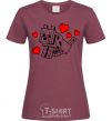 Women's T-shirt A dog with hearts burgundy фото