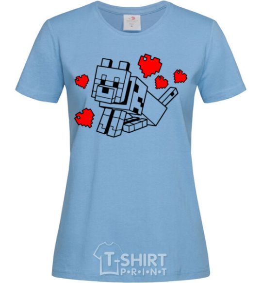 Women's T-shirt A dog with hearts sky-blue фото