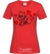Women's T-shirt A dog with hearts red фото
