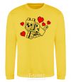 Sweatshirt A dog with hearts yellow фото