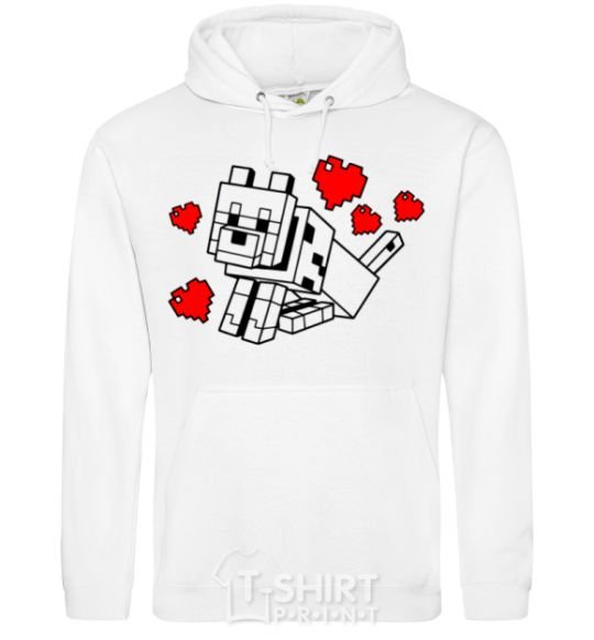Men`s hoodie A dog with hearts White фото