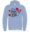 Men`s hoodie A dog with hearts sky-blue фото