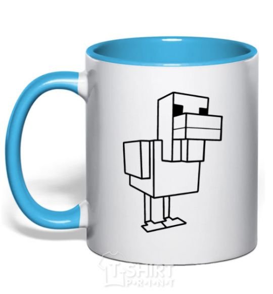 Mug with a colored handle The Duck of Minecraft sky-blue фото