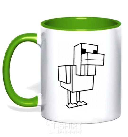 Mug with a colored handle The Duck of Minecraft kelly-green фото