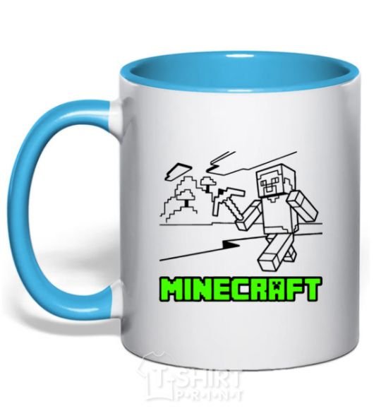 Mug with a colored handle Game sky-blue фото