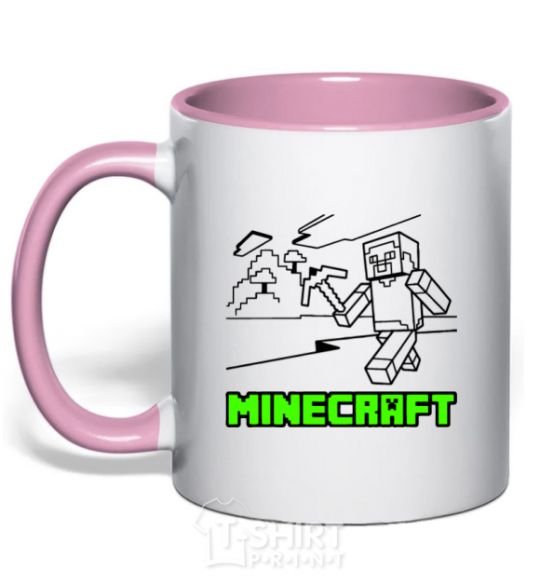Mug with a colored handle Game light-pink фото