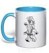 Mug with a colored handle Lord Garmadon sky-blue фото