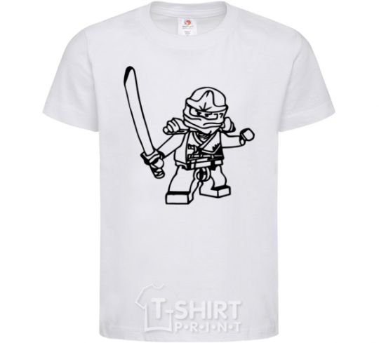 Kids T-shirt Lego ninja with a sword White фото