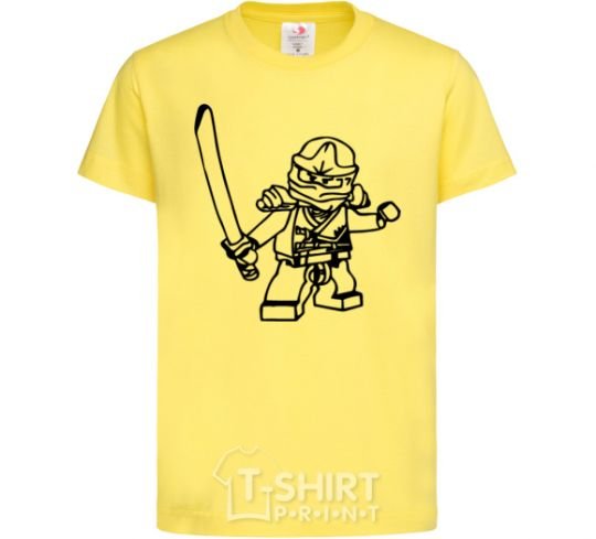 Kids T-shirt Lego ninja with a sword cornsilk фото