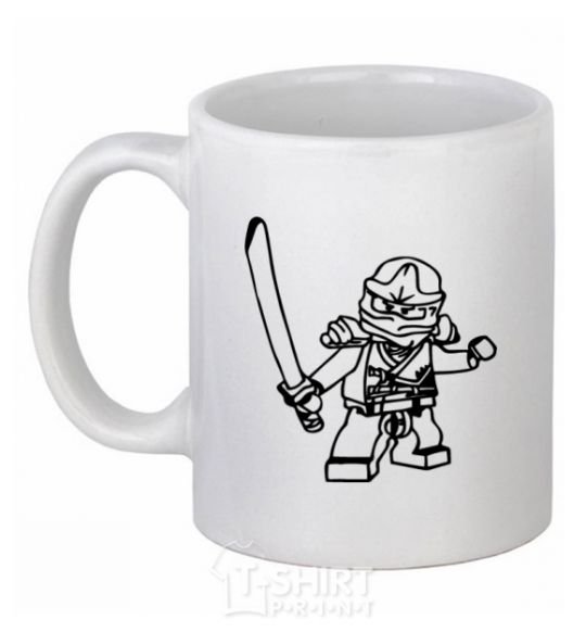 Ceramic mug Lego ninja with a sword White фото