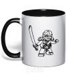 Mug with a colored handle Lego ninja with a sword black фото