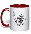 Mug with a colored handle Lego ninja with a sword red фото