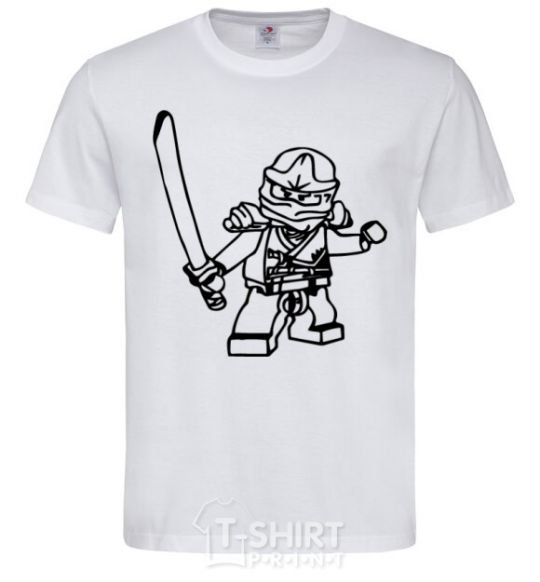 Men's T-Shirt Lego ninja with a sword White фото