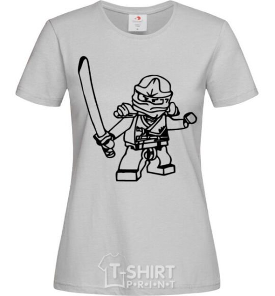 Women's T-shirt Lego ninja with a sword grey фото
