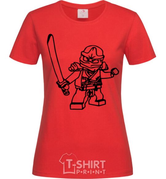 Women's T-shirt Lego ninja with a sword red фото