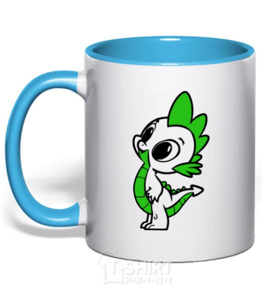 Mug with a colored handle Darnado sky-blue фото