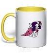 Mug with a colored handle Rarity pony yellow фото