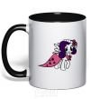 Mug with a colored handle Rarity pony black фото