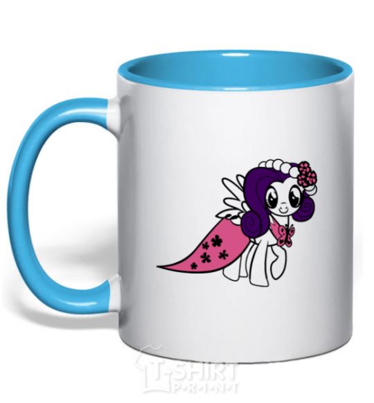 Чашка с цветной ручкой Rarity pony Голубой фото