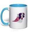 Mug with a colored handle Rarity pony sky-blue фото