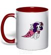 Mug with a colored handle Rarity pony red фото