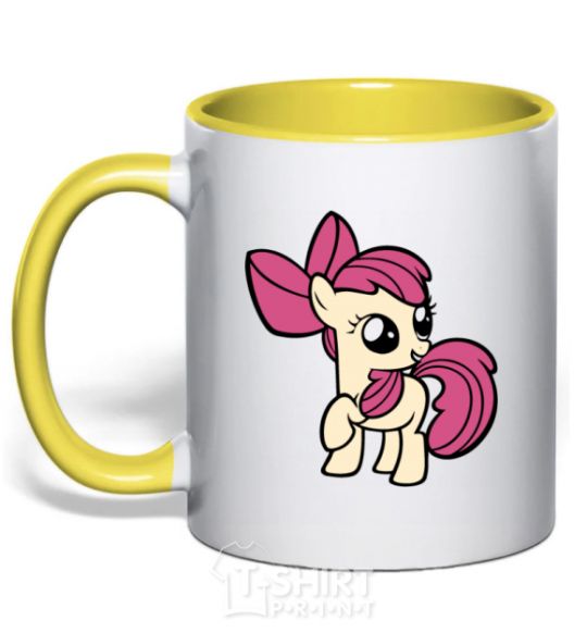 Mug with a colored handle Apple Bloom yellow фото