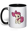 Mug with a colored handle Apple Bloom black фото