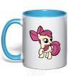 Mug with a colored handle Apple Bloom sky-blue фото