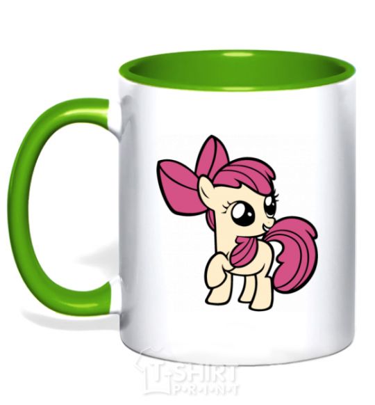 Mug with a colored handle Apple Bloom kelly-green фото