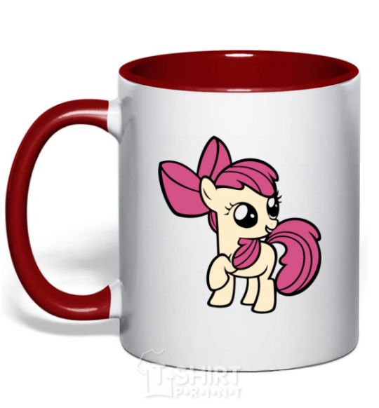 Mug with a colored handle Apple Bloom red фото