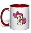 Mug with a colored handle Apple Bloom red фото