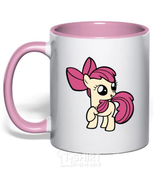 Mug with a colored handle Apple Bloom light-pink фото