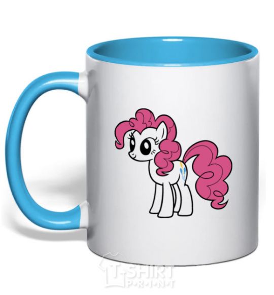 Mug with a colored handle Pinky Pie sky-blue фото