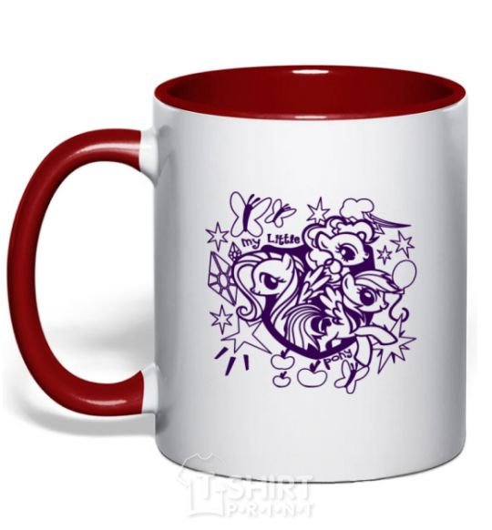 Mug with a colored handle My little pony print red фото