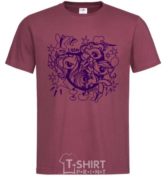 Men's T-Shirt My little pony print burgundy фото