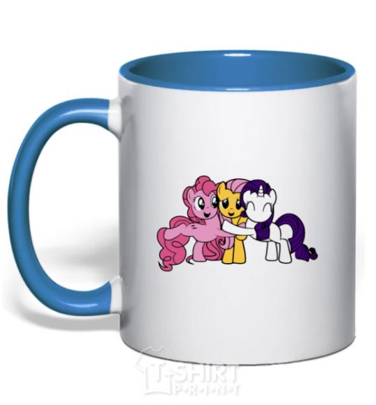 Mug with a colored handle Rarity Fluttershy and Pinky Pie royal-blue фото