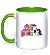 Mug with a colored handle Rarity Fluttershy and Pinky Pie kelly-green фото