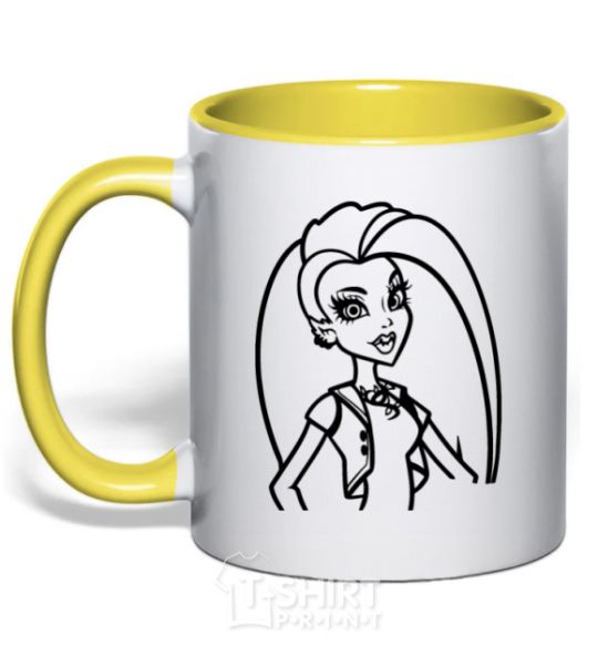 Mug with a colored handle Monster High Venus McFlytrap yellow фото