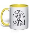 Mug with a colored handle Monster High Venus McFlytrap yellow фото