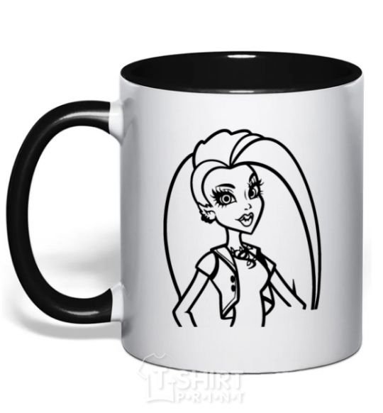 Mug with a colored handle Monster High Venus McFlytrap black фото
