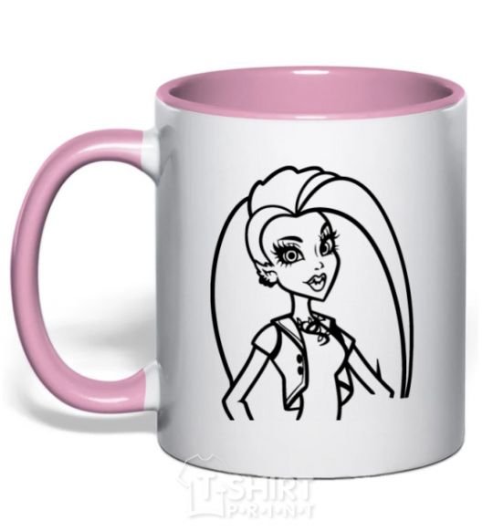 Mug with a colored handle Monster High Venus McFlytrap light-pink фото