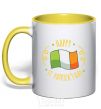 Mug with a colored handle Happy St Patrick's day yellow фото