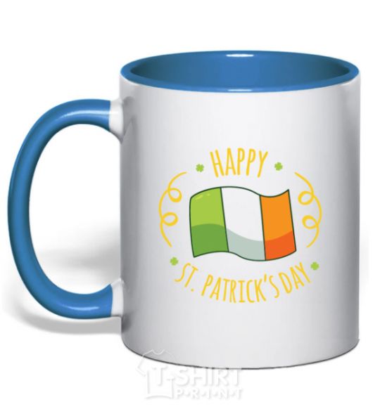 Mug with a colored handle Happy St Patrick's day royal-blue фото