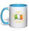 Mug with a colored handle Happy St Patrick's day sky-blue фото